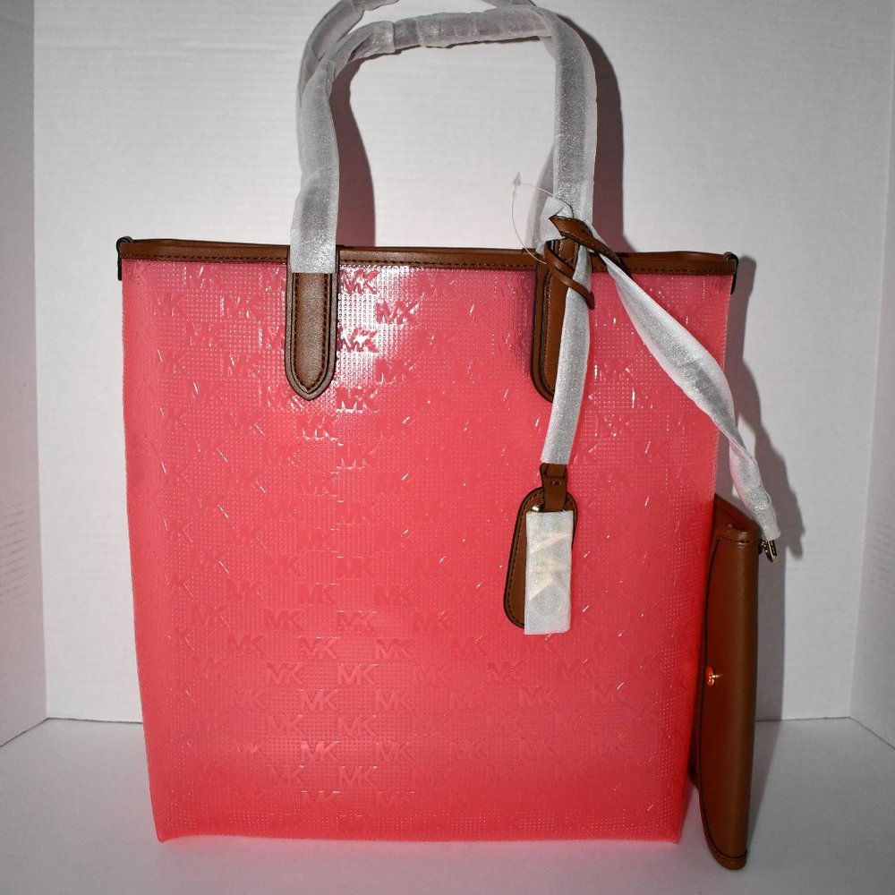 Michael Kors Eliza MED North South Clear Tote in Geranium Multi #30SGZAT3U NWT - Picture 4 of 8